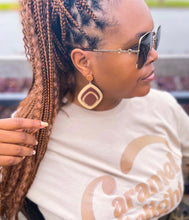 Load image into Gallery viewer, Earth tone wooden drop earrings
