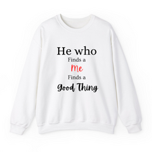 Load image into Gallery viewer, He who finds Premium Sweatshirt
