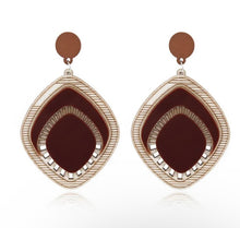 Load image into Gallery viewer, Earth tone wooden drop earrings
