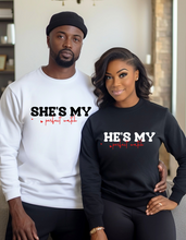 Load image into Gallery viewer, He’s my perfect match premium sweatshirt
