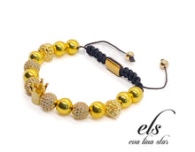 Load image into Gallery viewer, Gold Pave Crown Lion Bracelet(Men's)
